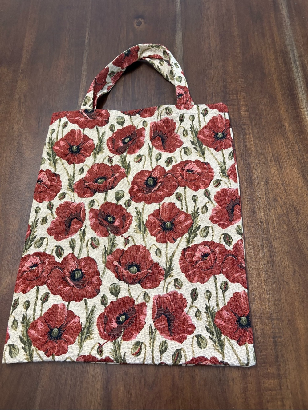 Signare Tapestry Red Poppy Pattern Tote Bag